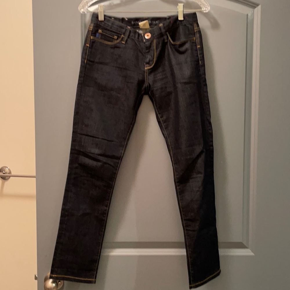 Banana Republic Dark denim with beige stitch jeans size 25